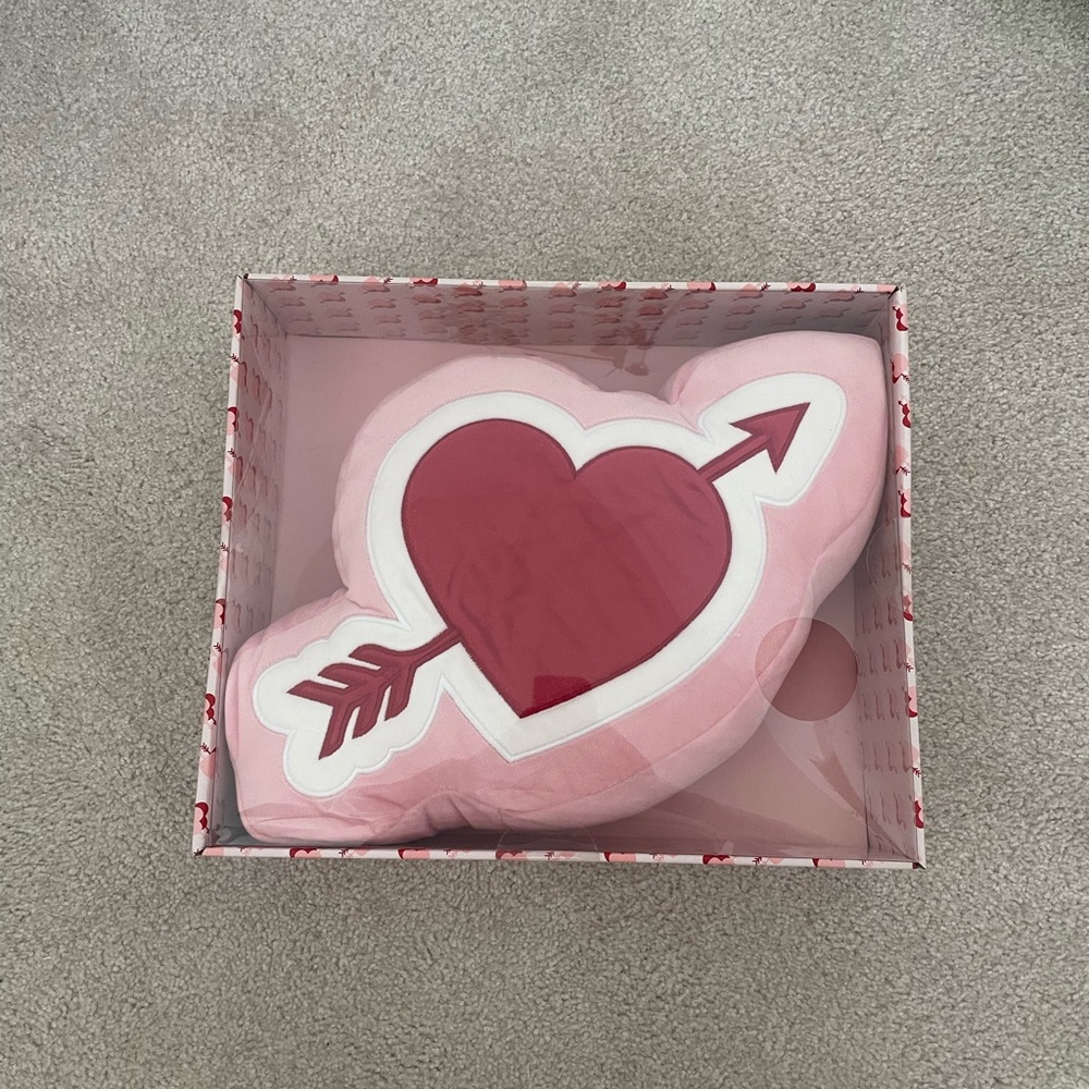 Heart-Shaped Pink and Red Arrow Heated Pillow